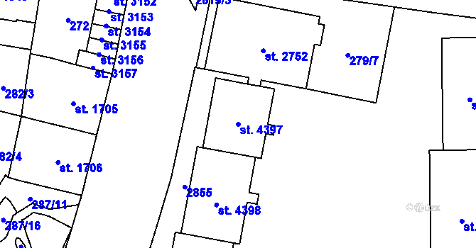 Parcela st. 4397 v KÚ Cheb, Katastrální mapa