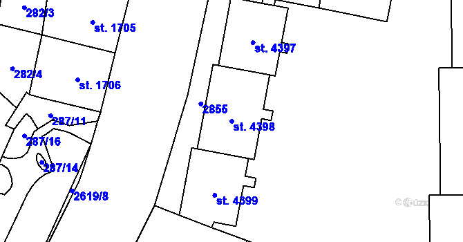 Parcela st. 4398 v KÚ Cheb, Katastrální mapa