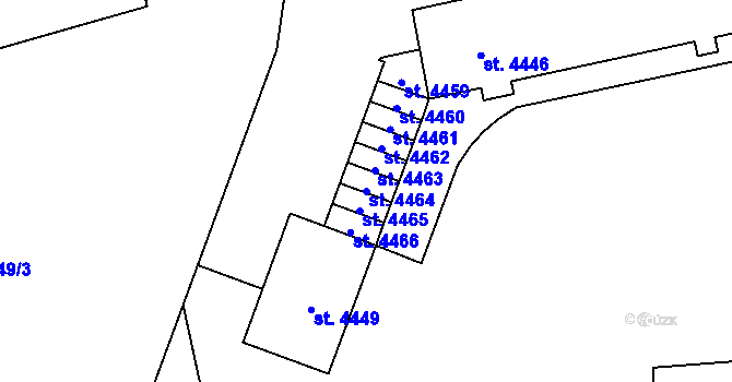 Parcela st. 4464 v KÚ Cheb, Katastrální mapa