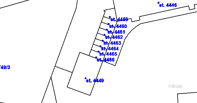 Parcela st. 4465 v KÚ Cheb, Katastrální mapa