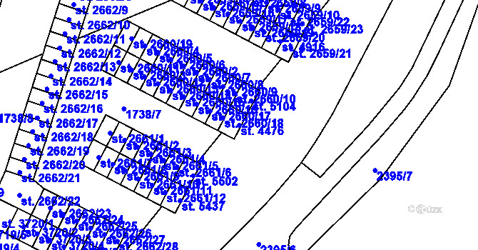 Parcela st. 4476 v KÚ Cheb, Katastrální mapa