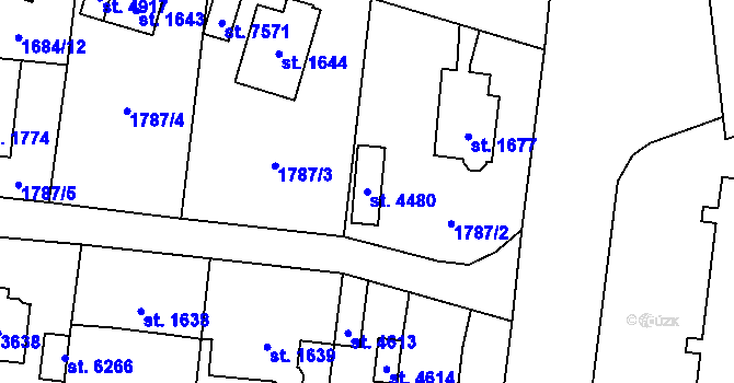 Parcela st. 4480 v KÚ Cheb, Katastrální mapa