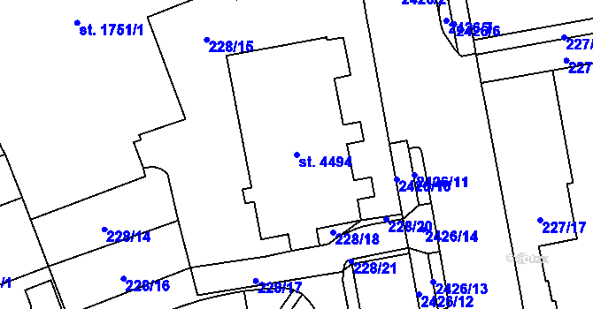 Parcela st. 4494 v KÚ Cheb, Katastrální mapa