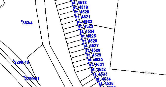 Parcela st. 4527 v KÚ Cheb, Katastrální mapa