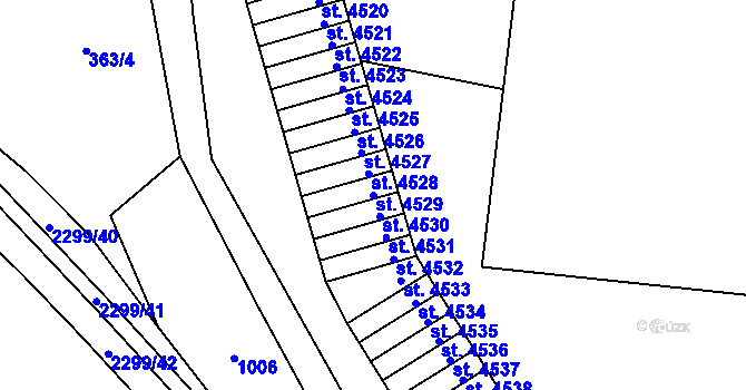 Parcela st. 4529 v KÚ Cheb, Katastrální mapa