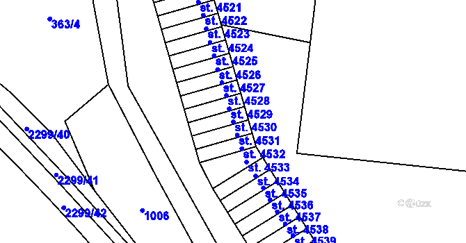 Parcela st. 4530 v KÚ Cheb, Katastrální mapa