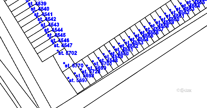 Parcela st. 4549 v KÚ Cheb, Katastrální mapa