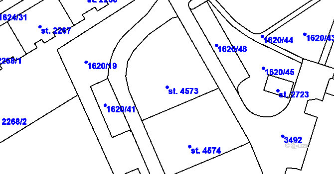 Parcela st. 4573 v KÚ Cheb, Katastrální mapa