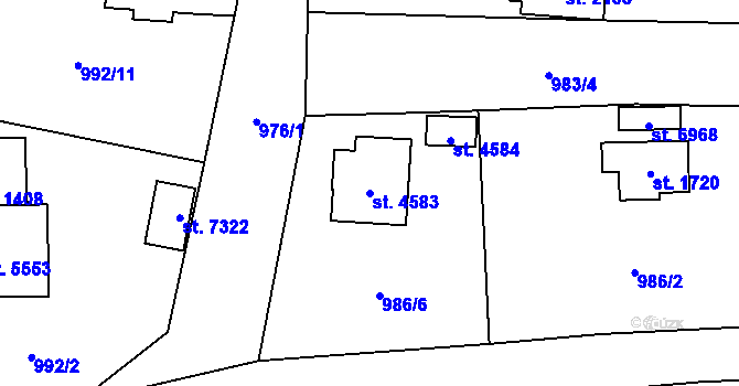 Parcela st. 4583 v KÚ Cheb, Katastrální mapa