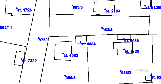 Parcela st. 4584 v KÚ Cheb, Katastrální mapa