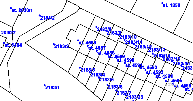 Parcela st. 4588 v KÚ Cheb, Katastrální mapa