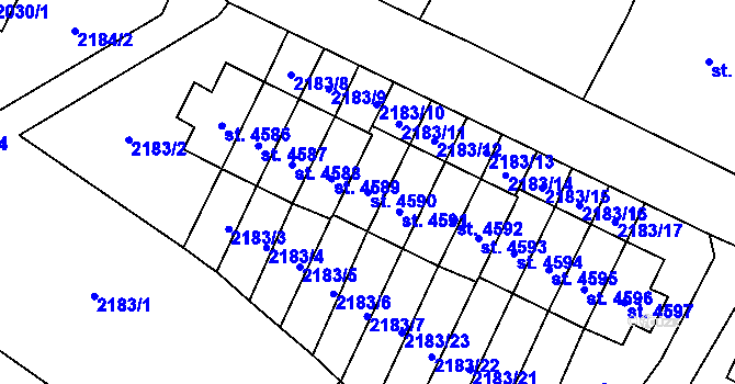 Parcela st. 4590 v KÚ Cheb, Katastrální mapa