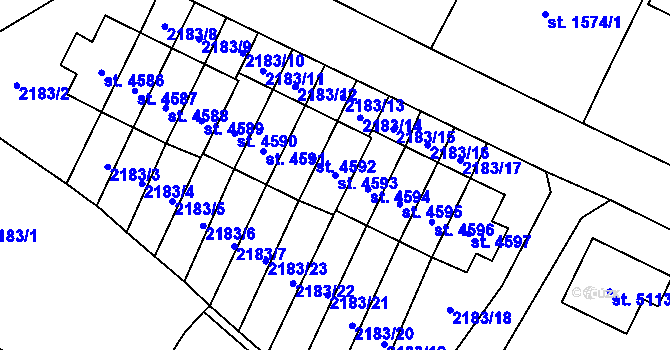 Parcela st. 4593 v KÚ Cheb, Katastrální mapa