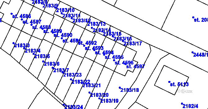 Parcela st. 4595 v KÚ Cheb, Katastrální mapa