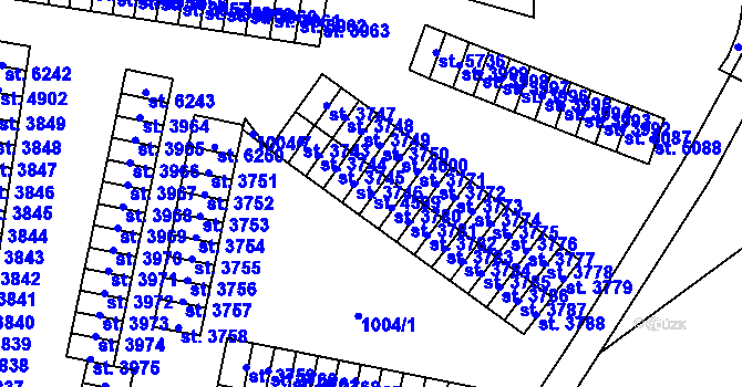 Parcela st. 4599 v KÚ Cheb, Katastrální mapa