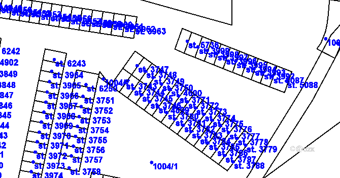 Parcela st. 4600 v KÚ Cheb, Katastrální mapa