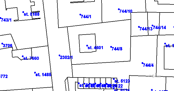 Parcela st. 4601 v KÚ Cheb, Katastrální mapa