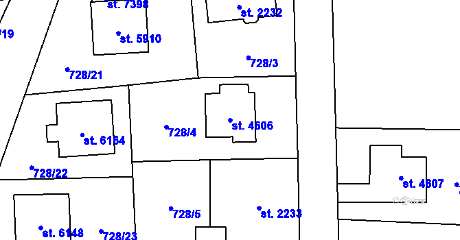 Parcela st. 4606 v KÚ Cheb, Katastrální mapa