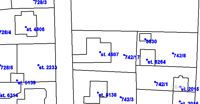 Parcela st. 4607 v KÚ Cheb, Katastrální mapa