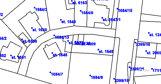 Parcela st. 4609 v KÚ Cheb, Katastrální mapa