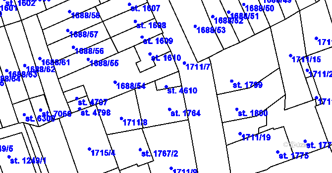 Parcela st. 4610 v KÚ Cheb, Katastrální mapa