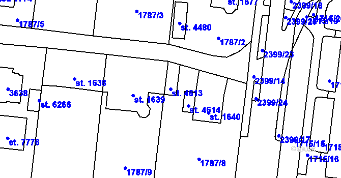 Parcela st. 4613 v KÚ Cheb, Katastrální mapa