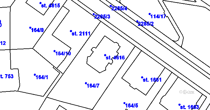 Parcela st. 4616 v KÚ Cheb, Katastrální mapa