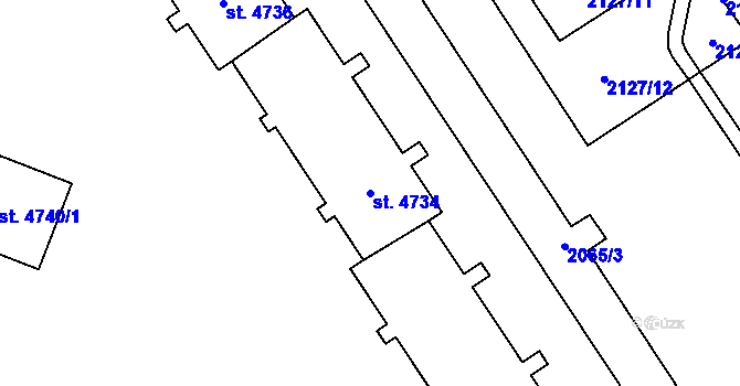 Parcela st. 4734 v KÚ Cheb, Katastrální mapa