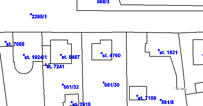 Parcela st. 4760 v KÚ Cheb, Katastrální mapa