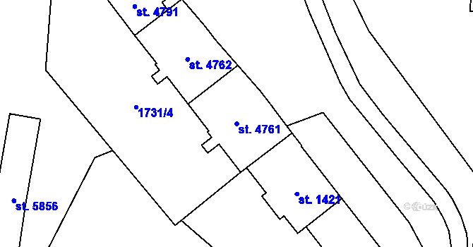 Parcela st. 4761 v KÚ Cheb, Katastrální mapa