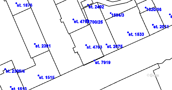 Parcela st. 4763 v KÚ Cheb, Katastrální mapa