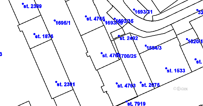Parcela st. 4764 v KÚ Cheb, Katastrální mapa