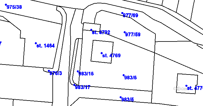 Parcela st. 4769 v KÚ Cheb, Katastrální mapa