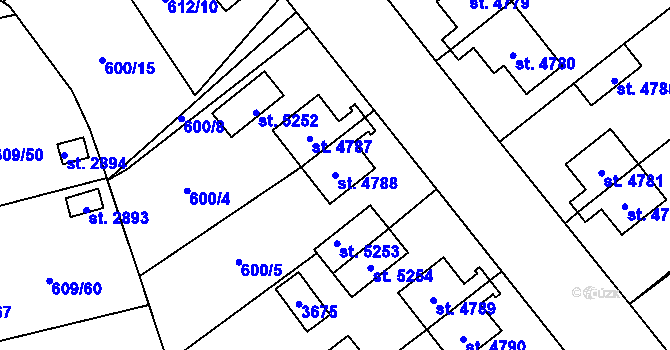 Parcela st. 4788 v KÚ Cheb, Katastrální mapa