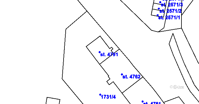 Parcela st. 4791 v KÚ Cheb, Katastrální mapa