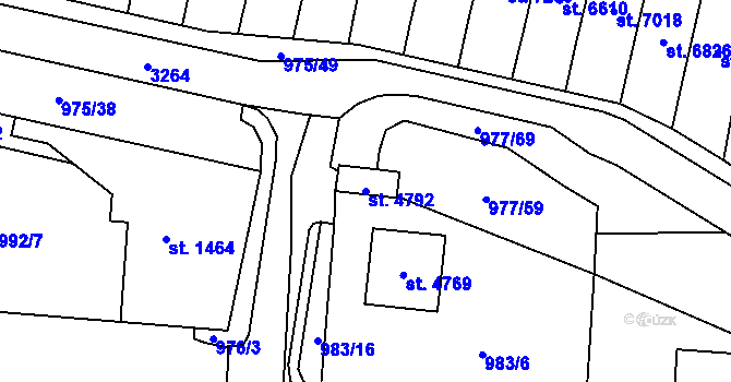 Parcela st. 4792 v KÚ Cheb, Katastrální mapa