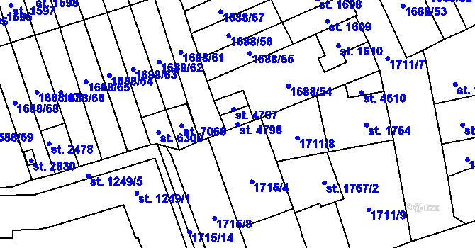 Parcela st. 4798 v KÚ Cheb, Katastrální mapa