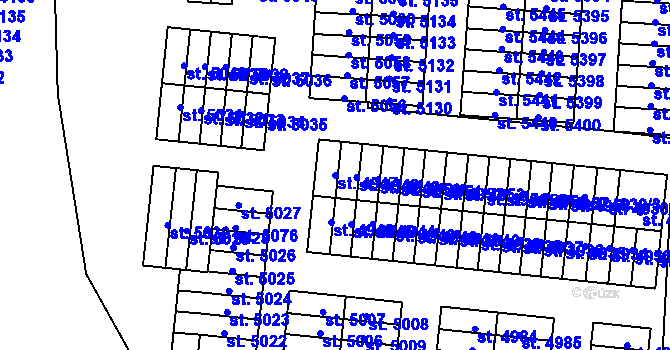 Parcela st. 4947 v KÚ Cheb, Katastrální mapa