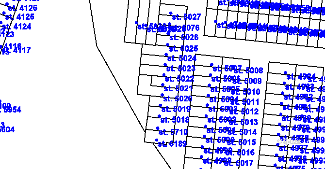 Parcela st. 5021 v KÚ Cheb, Katastrální mapa