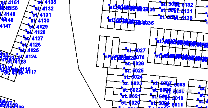 Parcela st. 5030 v KÚ Cheb, Katastrální mapa