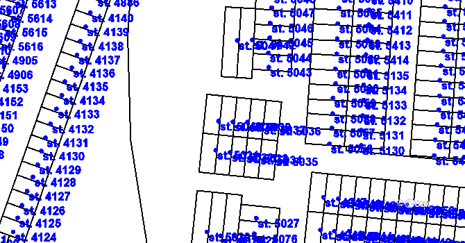 Parcela st. 5039 v KÚ Cheb, Katastrální mapa
