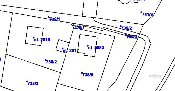 Parcela st. 5080 v KÚ Cheb, Katastrální mapa