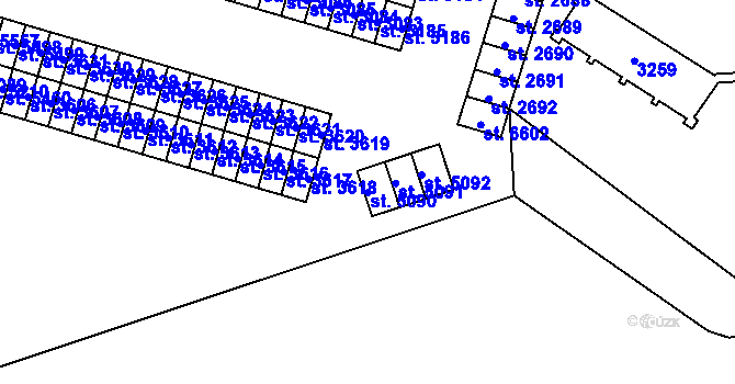 Parcela st. 5090 v KÚ Cheb, Katastrální mapa