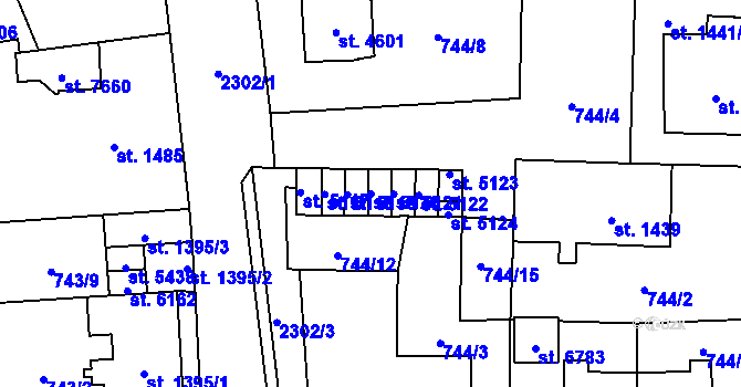 Parcela st. 5120 v KÚ Cheb, Katastrální mapa