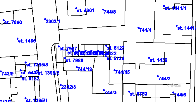 Parcela st. 5122 v KÚ Cheb, Katastrální mapa