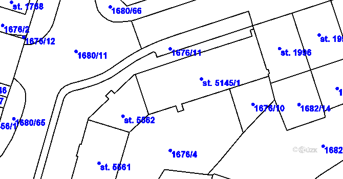 Parcela st. 5145/1 v KÚ Cheb, Katastrální mapa