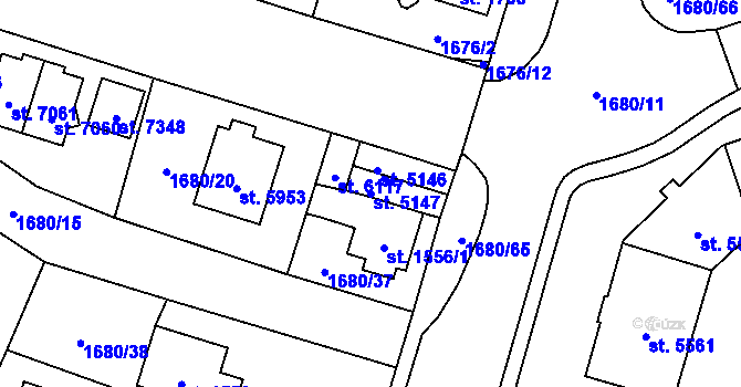 Parcela st. 5147 v KÚ Cheb, Katastrální mapa