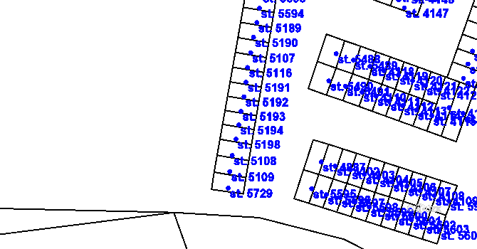 Parcela st. 5194 v KÚ Cheb, Katastrální mapa