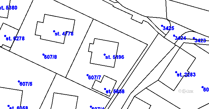 Parcela st. 5196 v KÚ Cheb, Katastrální mapa