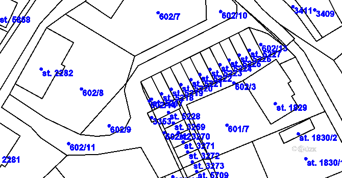Parcela st. 5219 v KÚ Cheb, Katastrální mapa